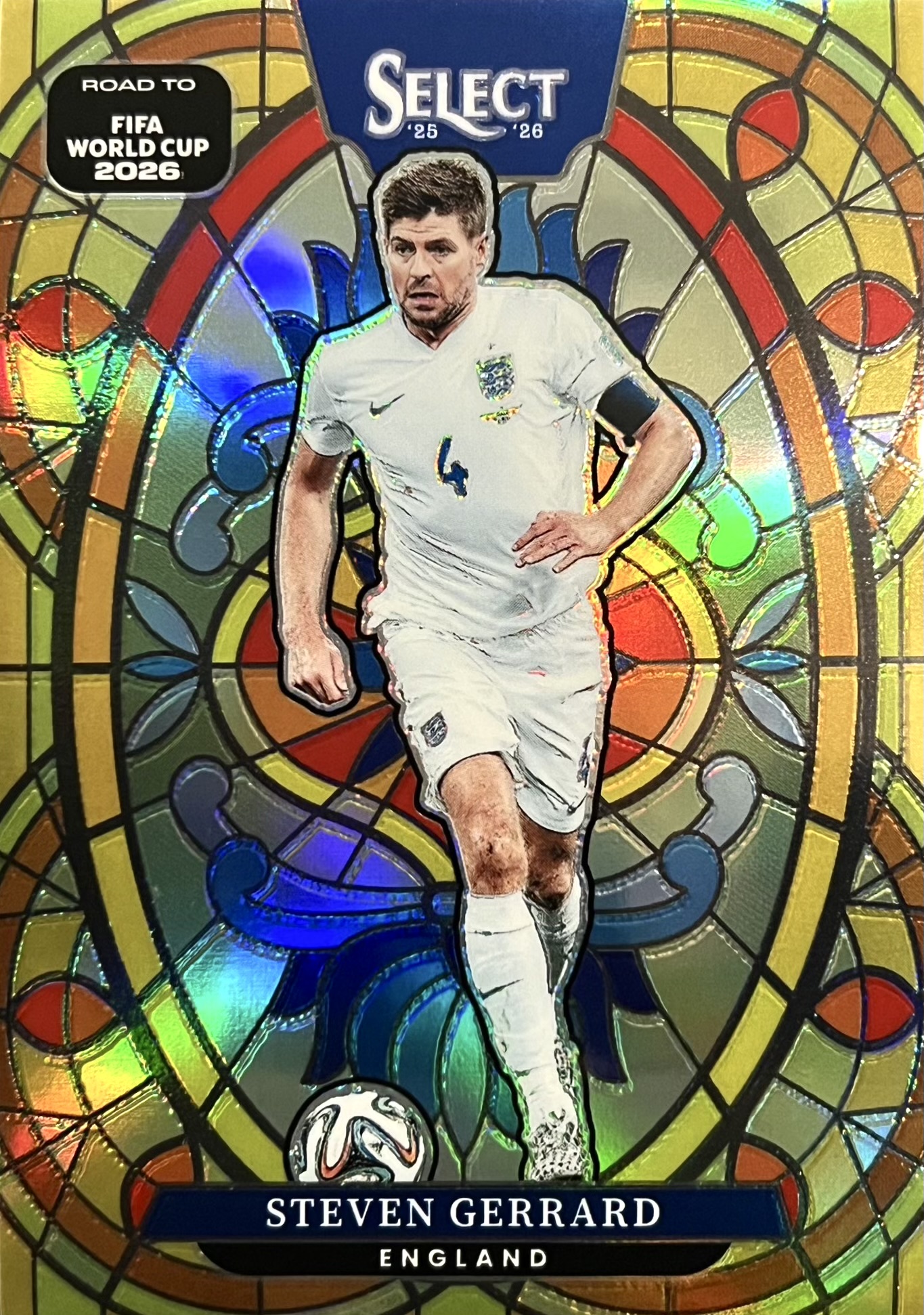 Steven Gerrard Panini Select Stained Glass Prizm soccer card submitted for AI identification
